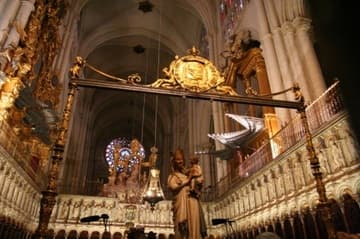 At the heart of the cathedral is the magnificent Coro (choir), with two tiers of carved walnut-wood stalls and abundant sculptures. The choir's free-standing altar features a 13th-century Romanesque stone figure of the Virgen Blanca, who wears a kind smile.
