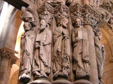 Statues of prophets on the Pórtico de la Gloria.