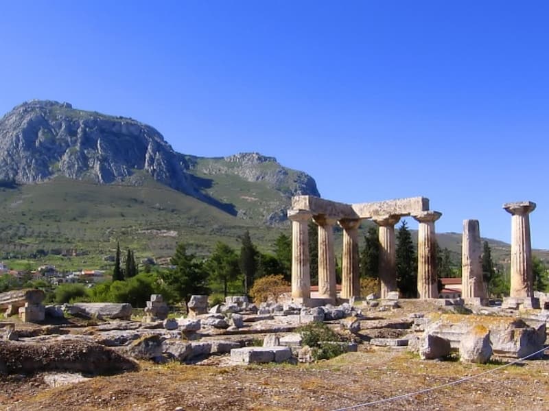 Acrocorinth and the Temple of Apollo.