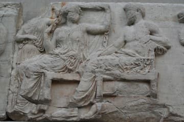 Frieze of Zeus and Hera that once decorated the east pediment of the 
Parthenon; it is now in the British Museum, London.