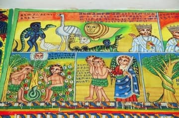 Wall painting of creation in new St. Mary's.
