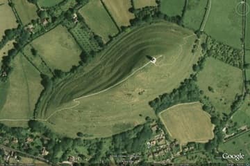 Aerial view of Glastonbury Tor.