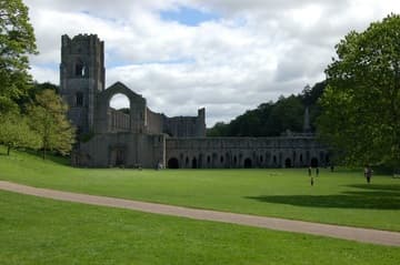 View across Abbey Green, or the Great Court, to the abbey church.