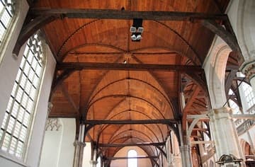 Painted wooden ceiling (late 15th and early 16th centuries) of the Oude Kerk, Amsterdam, Netherlands.