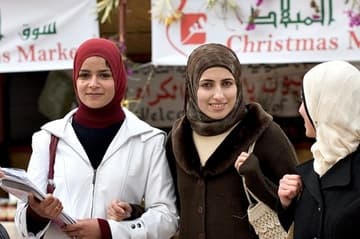 Muslim women at the Christmas market in Bethlehem.