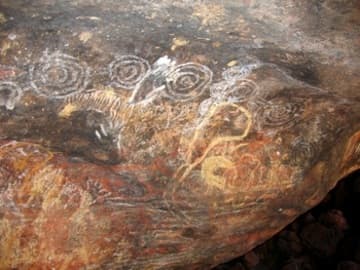 Aboriginal (Anangu) cave paintings at Uluru.