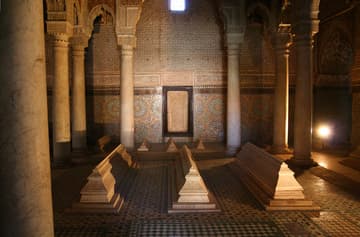 Interior room in the Saadian Tombs, Marrakesh, Morocco.