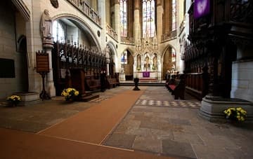 Choir at the east end of the church. The furnishings date from the 19th century. The tombs of Melanchthon and Luther can be seen in the foreground.