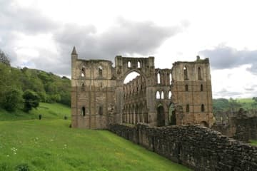 Ruins of the great church at Rievaulx Abbey, viewed from west.