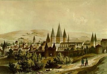 Painting of Cluny Abbey before it was mostly destroyed.