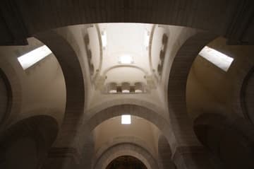 Lantern tower and cross-arms, looking east.