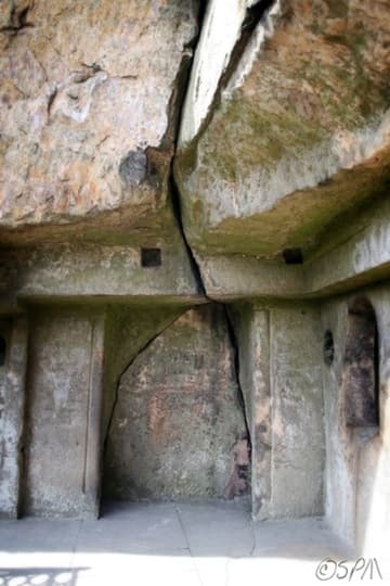 Interior of the chapel high in the rocks.