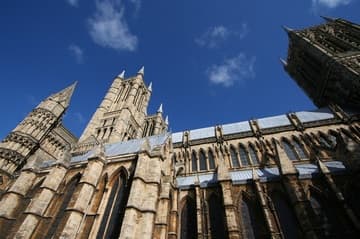 South exterior of Lincoln Cathedral near the west front.