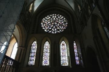 The Bishop's Eye and lancet windows in the south transept.