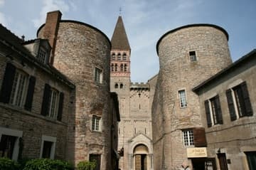 View of the west front through massive gate towers.