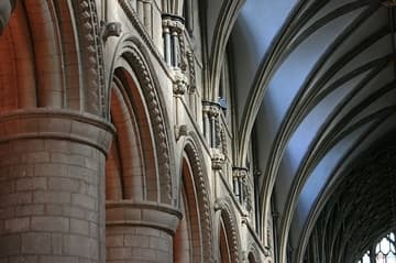 Norman zigzag arches of the south arcade.