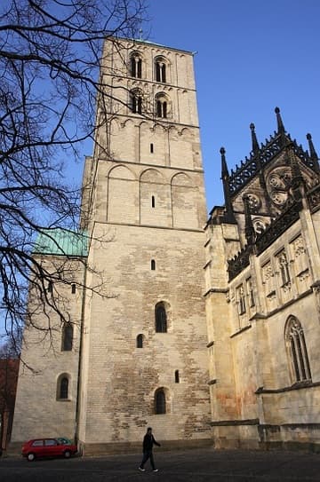 View of the Transitional (early 1200s) south tower from the west.