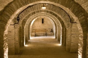 Nave of the crypt or lower church, looking west.