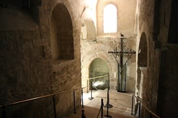 13th-century staircase leading to the grotto.