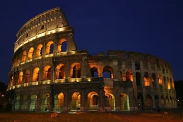 West side of the Colosseum by night.
