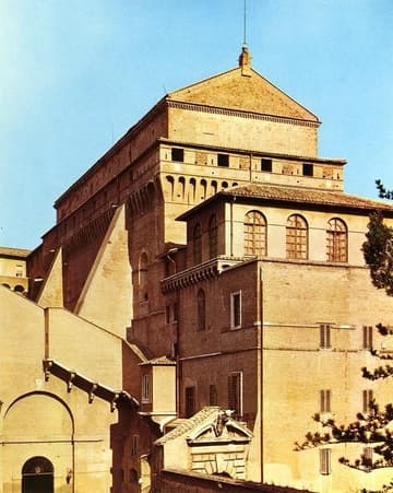 The barn-like exterior of the Sistine Chapel is quite a contrast with the splendor inside.