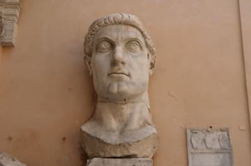 Remaining pieces of a monumental statue of Emperor Constantine the Great.