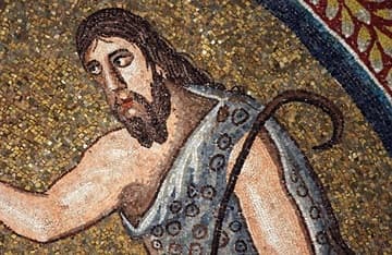 Detail of John the Baptist baptizing Christ in the Jordan River, with the Holy Spirit descending in the form of a dove.