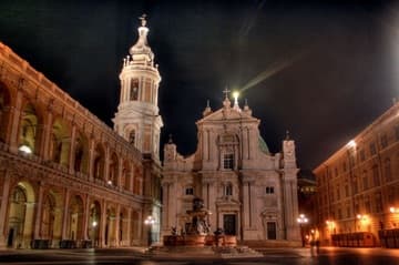 The Basilica of Loreto by night.