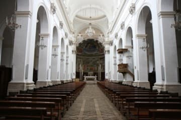 The baroqued interior, looking toward the apse.
