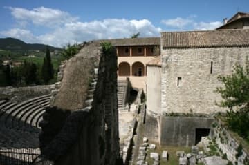 View showing more of the museum and architectural fragments next to the theater.