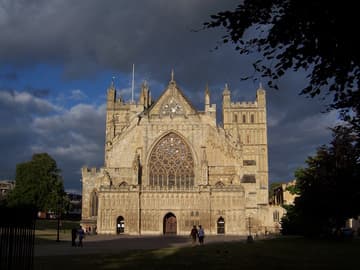 Stormy evening light on the west front.