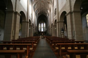 The Romanesque nave, looking east.