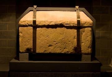 Sarcophagus in the crypt holding the relics of St. Matthias.