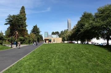 View from south of the Chapel of St. Ignatius (1997) by Steven Holl. Seattle University, Seattle, Washington, USA.