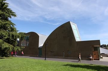 The unusually-shaped west exterior. Chapel of St. Ignatius (1997) by Steven Holl. Seattle University, Seattle, Washington, USA.
