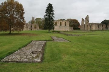 View of the ruins from the south, with Great Church on the right.
