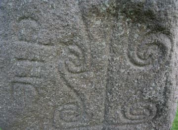 The most impressive of Riasc's cross-inscribed slabs is the Reask Stone, decorated with spiral designs and carved with the initials