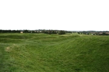 General view of earthworks at the Hill of Tara.