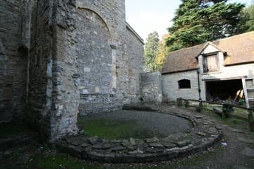 Foundations of the 9th-century apse on the east end.