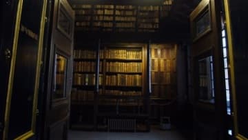 Antique books in the Duke Humphrey Library.