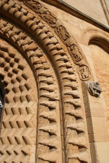 The right side of the west door.