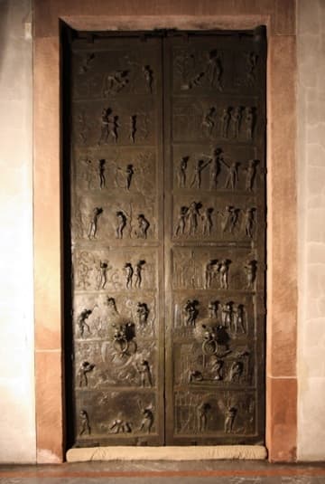 Bernward's Door (1015) at the west end of Hildesheim Cathedral.