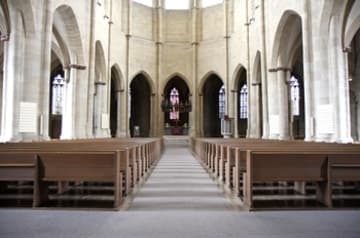 Interior view looking east to the altar.