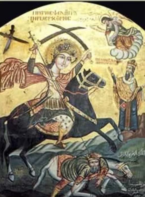 Icon of St. Mercurius in his church in Cairo.