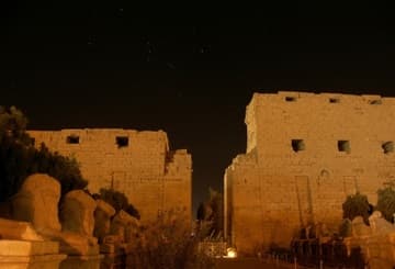 Orion shining brightly over Karnak Temple.