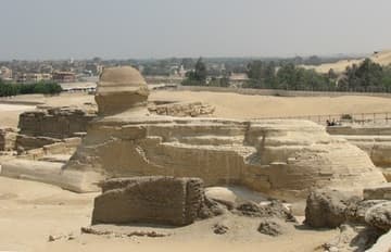 A rarely seen side view of the Great Sphinx.