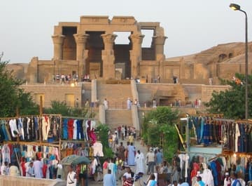 Kom Ombo Temple and its tourist bazaar.