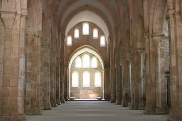 Nave of the abbey church, looking east towards the altar.