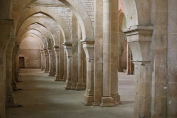 South aisle of the abbey church, looking west.