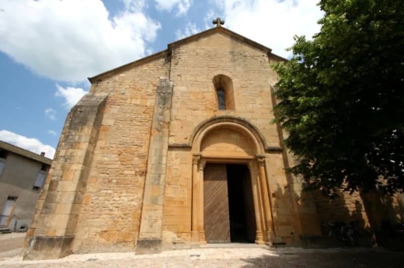 West facade of Iguerande Church, Burgundy, France. 11th century.